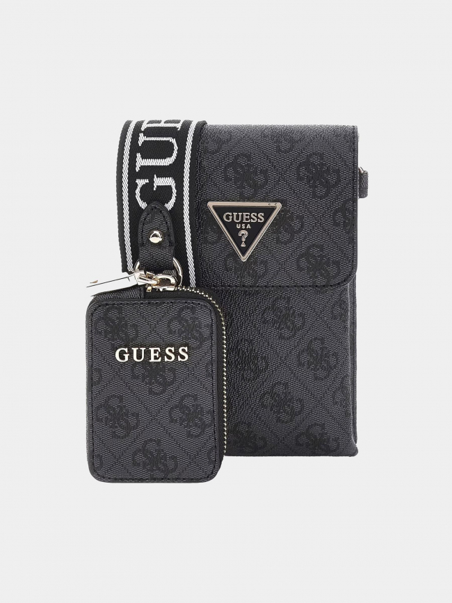 Sacoche bandoulière flap chit chat latona noir femme - Guess