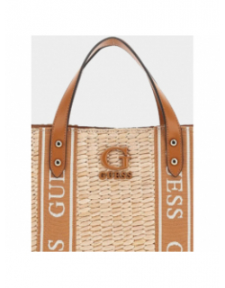 Sac cabas mini raphia xandra marron beige femme - Guess