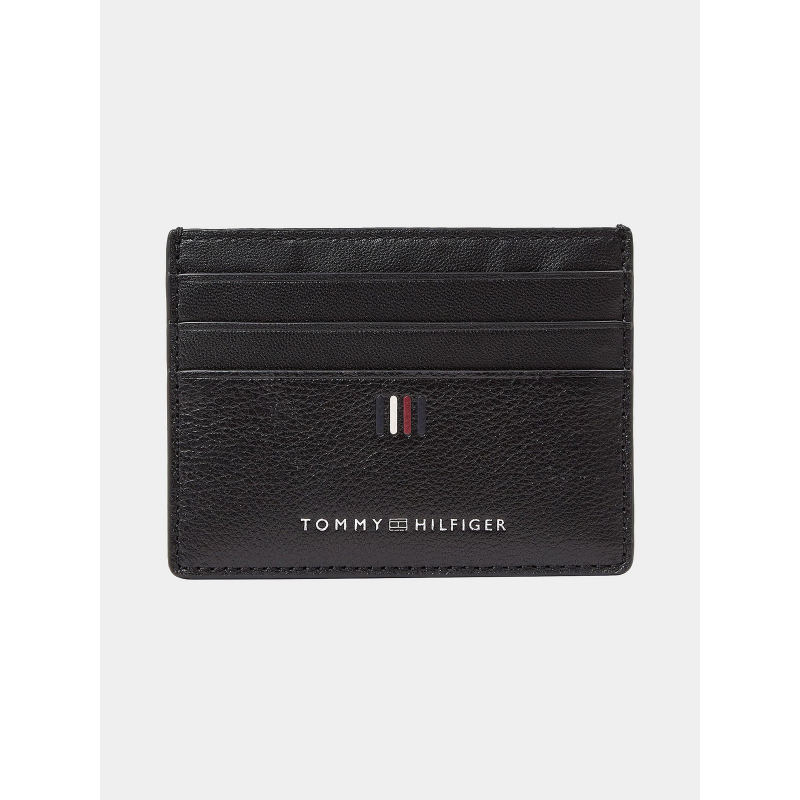 Porte-cartes en cuir central noir - Tommy Hilfiger