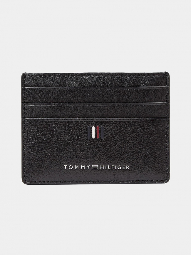 Porte-cartes en cuir central noir - Tommy Hilfiger