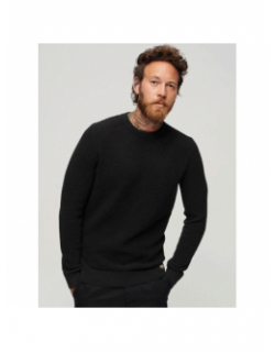 Pull textured crew jumper noir homme - Superdry