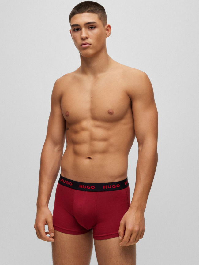 Pack 3 boxers coton stretch noir bleu rouge homme - Hugo