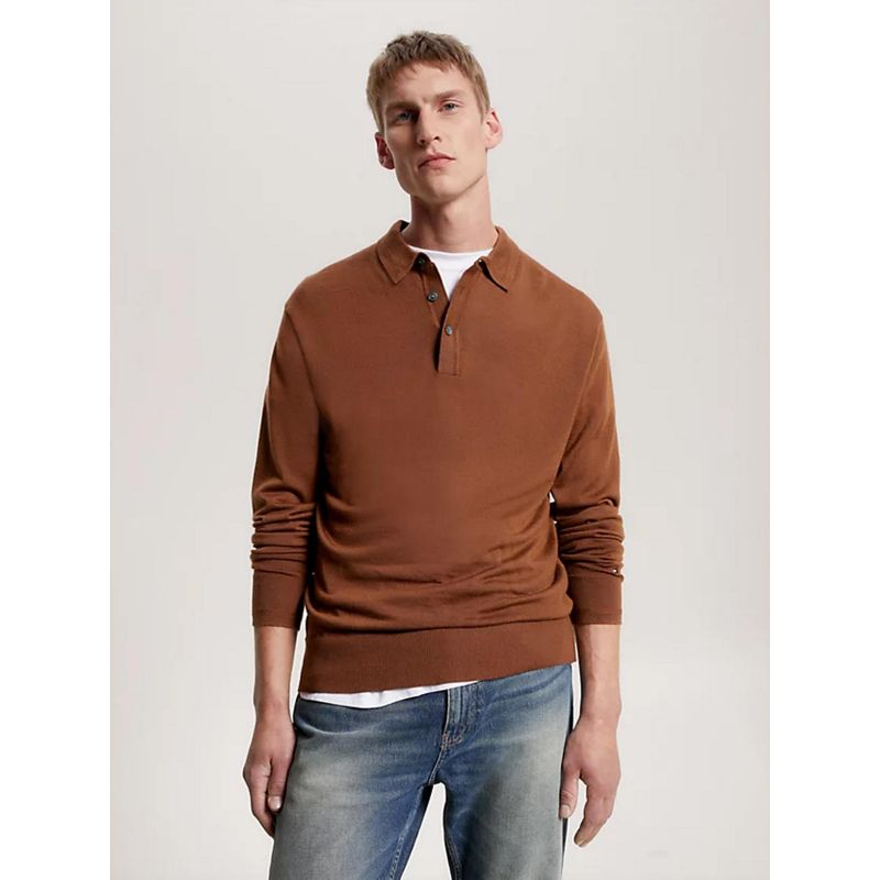 Pull mérinos gauge marron homme - Tommy Hilfiger