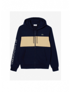 Sweat à capuche bande logo bleu marine homme - Lacoste