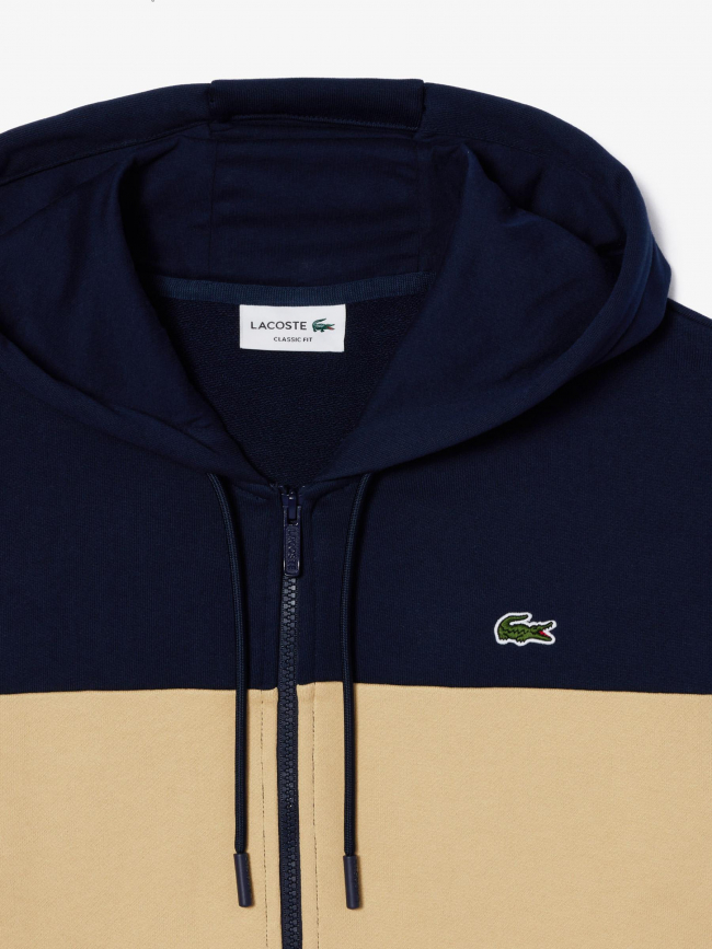 Sweat à capuche bande logo bleu marine homme - Lacoste