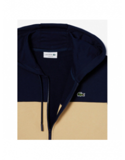 Sweat à capuche bande logo bleu marine homme - Lacoste