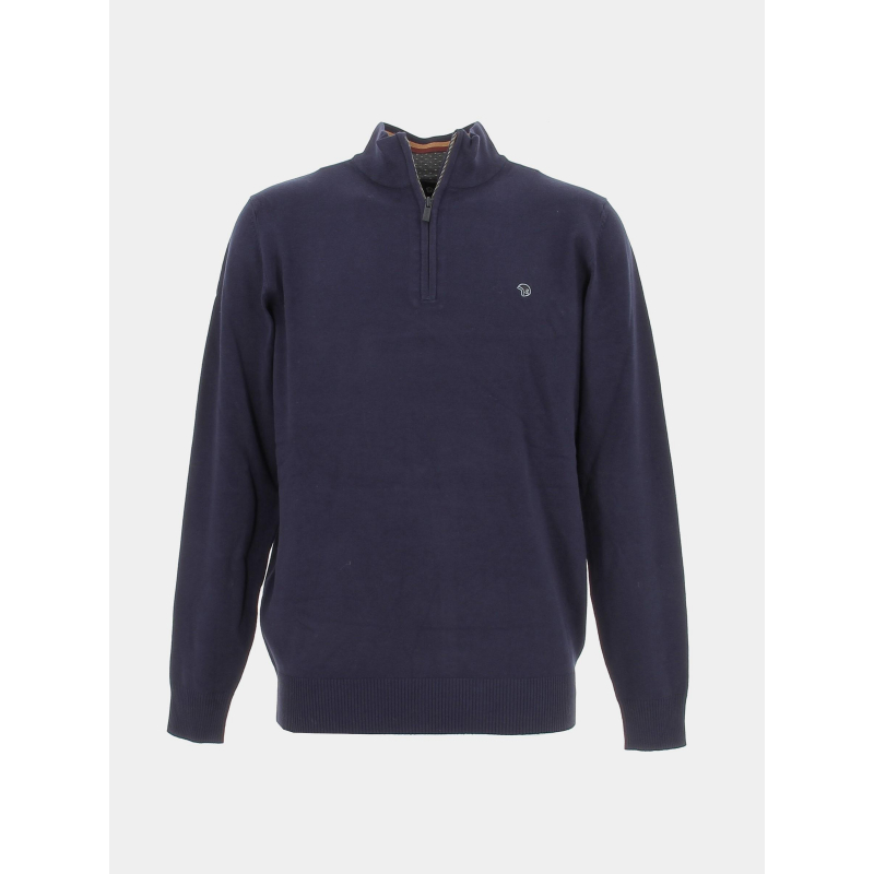 Pull col zippé fobos bleu marine homme - Benson & Cherry