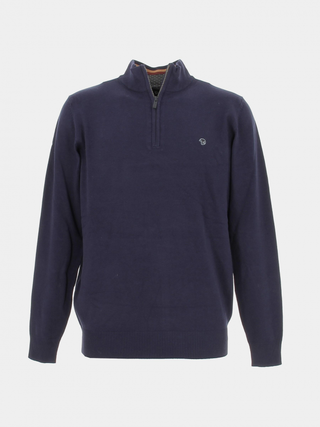 Pull col zippé fobos bleu marine homme - Benson & Cherry