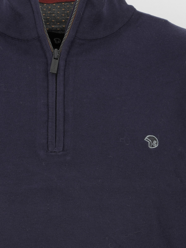 Pull col zippé fobos bleu marine homme - Benson & Cherry