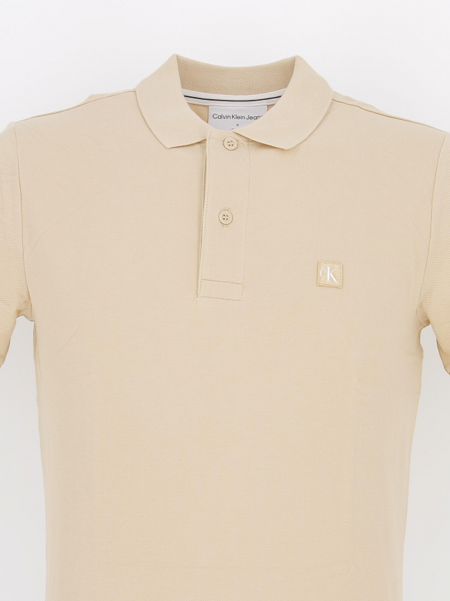 Polo ambro badge beige homme - Calvin Klein