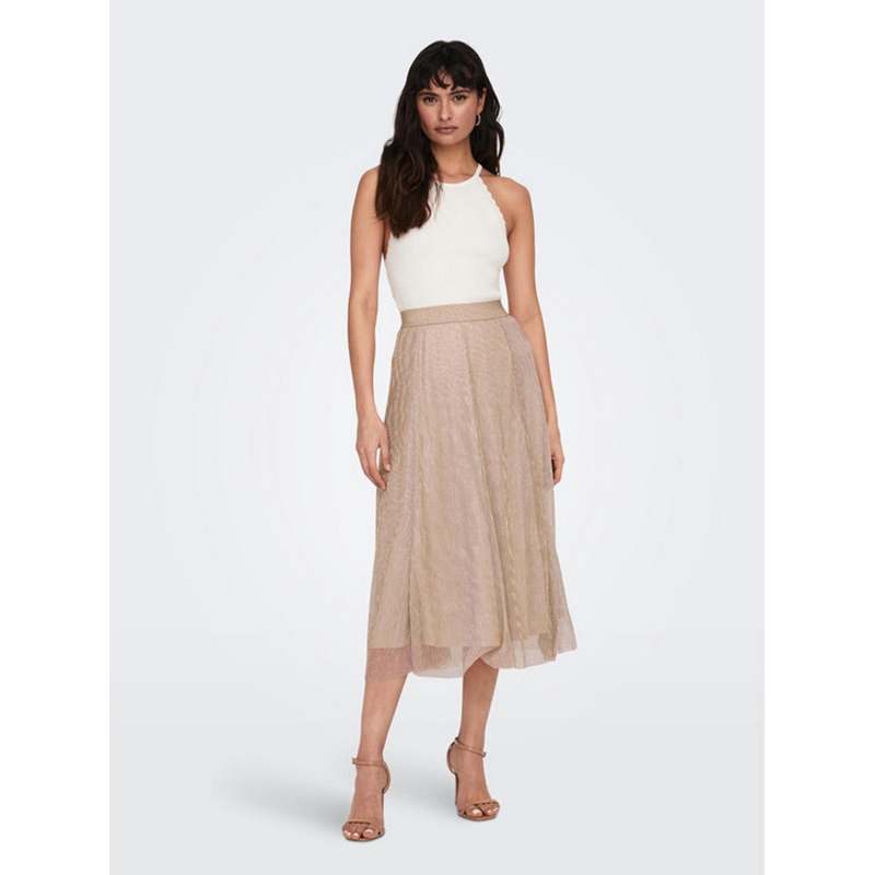 Jupe longue tinga shine beige femme - Only