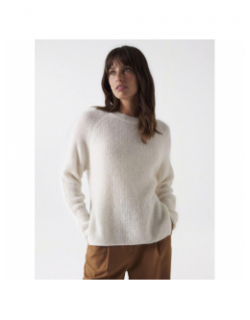 Pull ribbed manches longues écru femme - Salsa