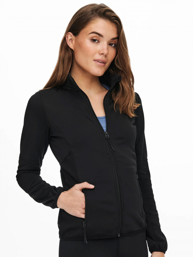 Sweat de running zippé jetta fleece noir femme - Only