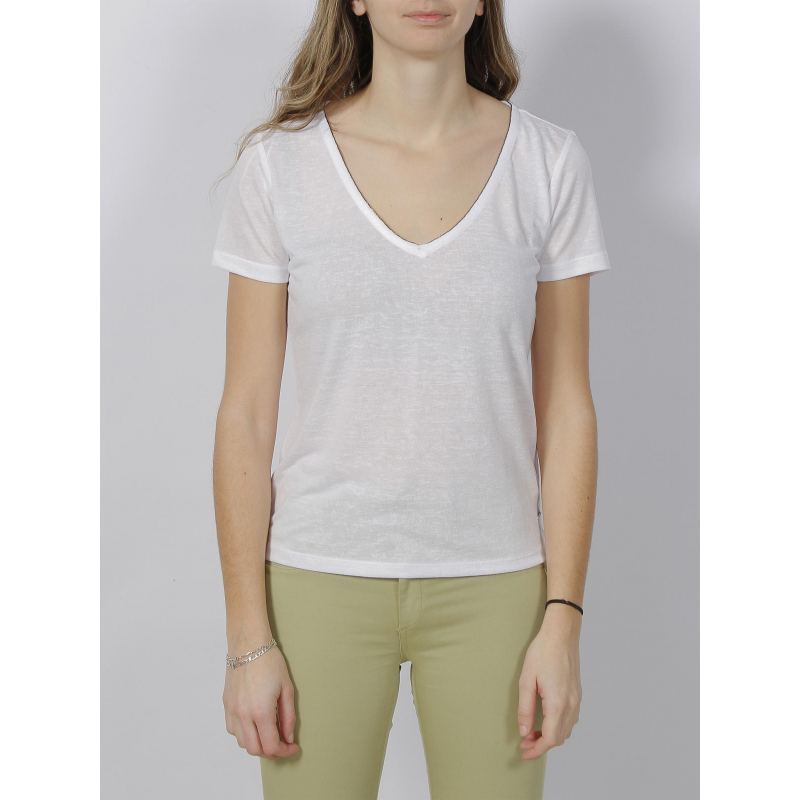 T-shirt col v pertel blanc femme - Sun Valley