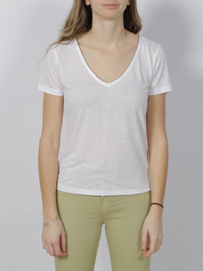 T-shirt col v pertel blanc femme - Sun Valley