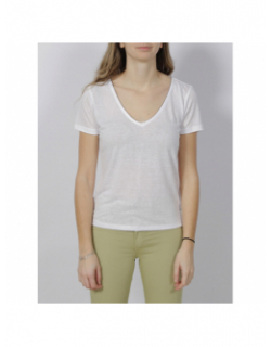 T-shirt col v pertel blanc femme - Sun Valley