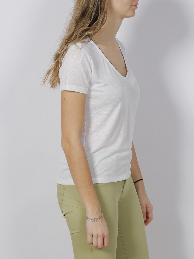 T-shirt col v pertel blanc femme - Sun Valley