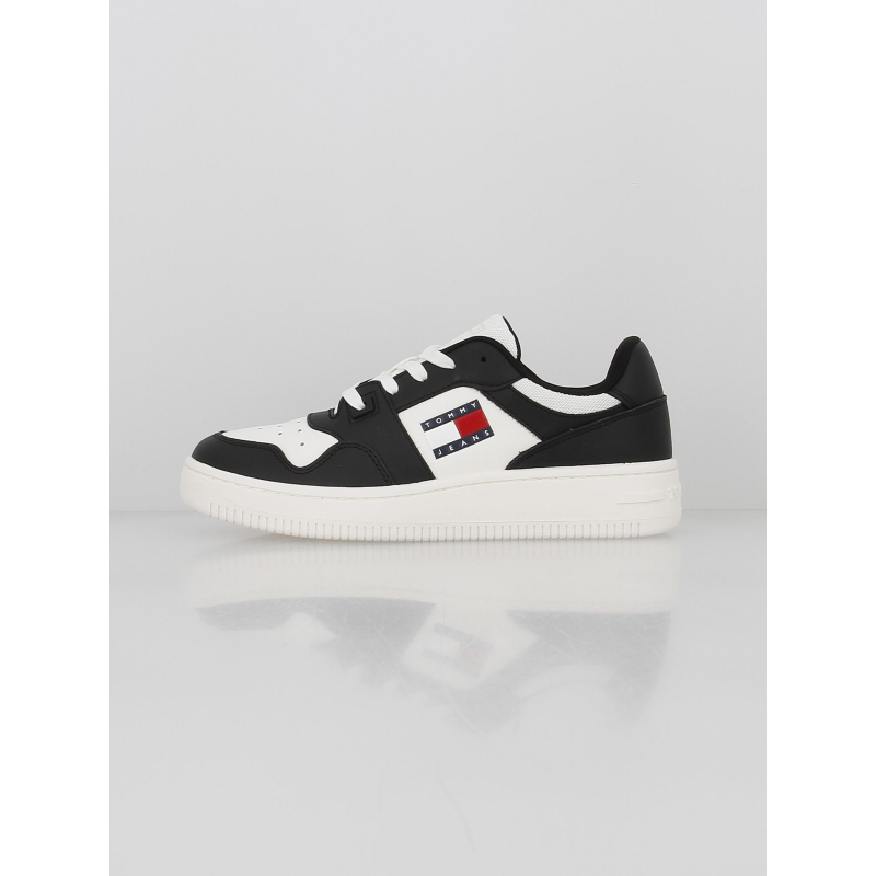 Baskets retro en cuir blanc noir femme - Tommy Jeans