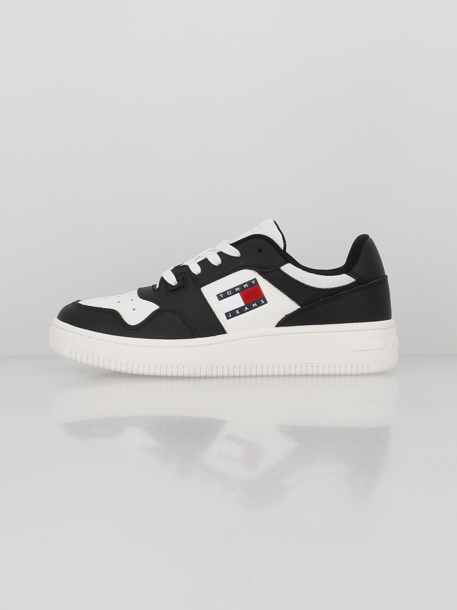 Baskets retro en cuir blanc noir femme - Tommy Jeans