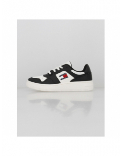 Baskets retro en cuir blanc noir femme - Tommy Jeans