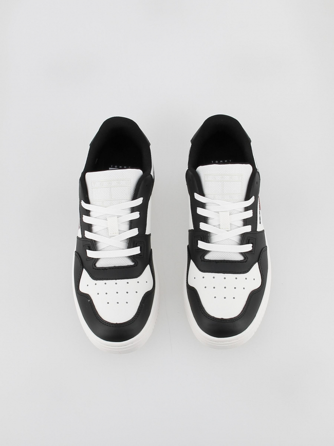 Baskets retro en cuir blanc noir femme - Tommy Jeans