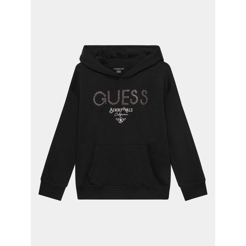 Sweat à capuche beverly hills noir fille - Guess