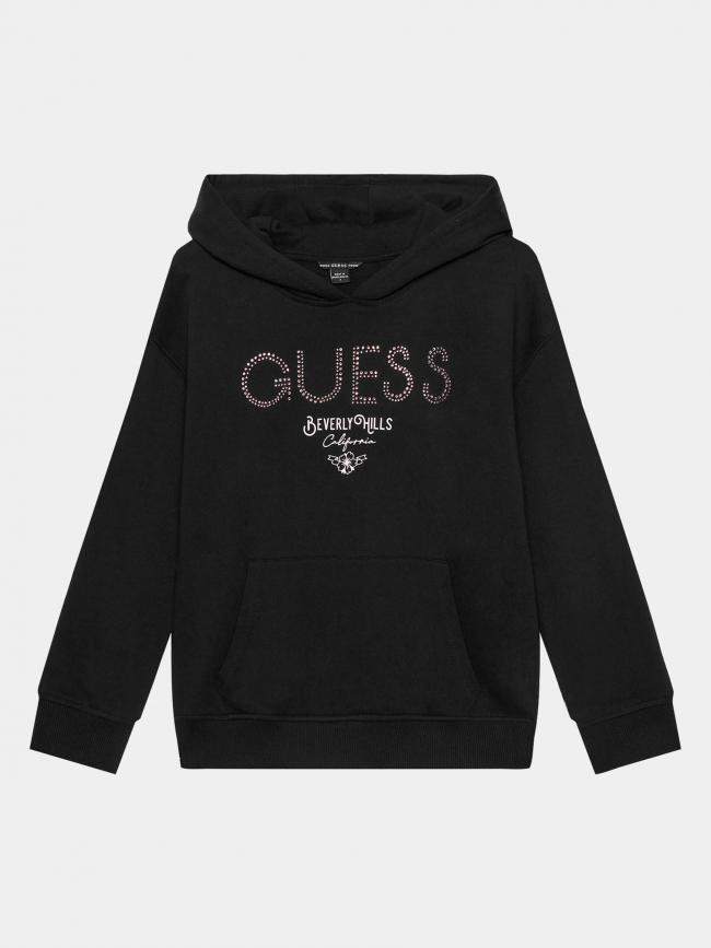 Sweat à capuche beverly hills noir fille - Guess