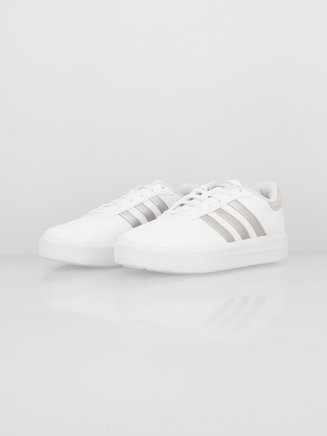 Baskets court platform argenté blanc femme - Adidas