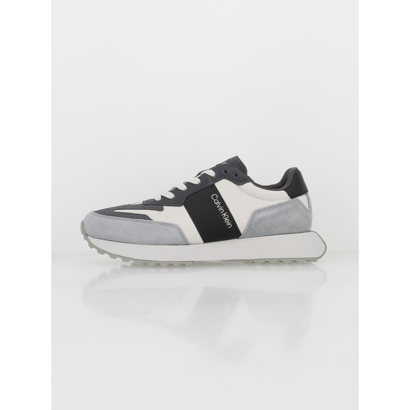 Baskets en cuir top lace up mix gris homme - Calvin Klein