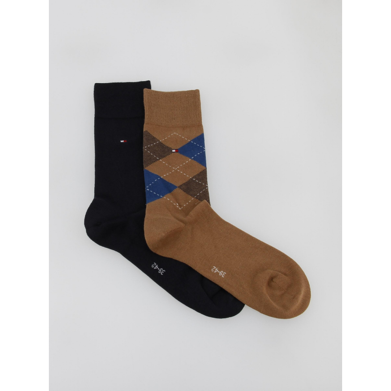 2 paires de chaussettes check marron homme - Tommy Hilfiger