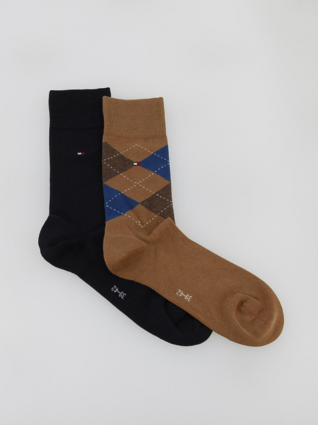 2 paires de chaussettes check marron homme - Tommy Hilfiger