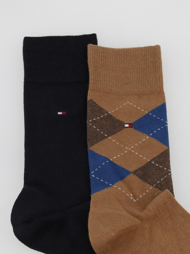 2 paires de chaussettes check marron homme - Tommy Hilfiger