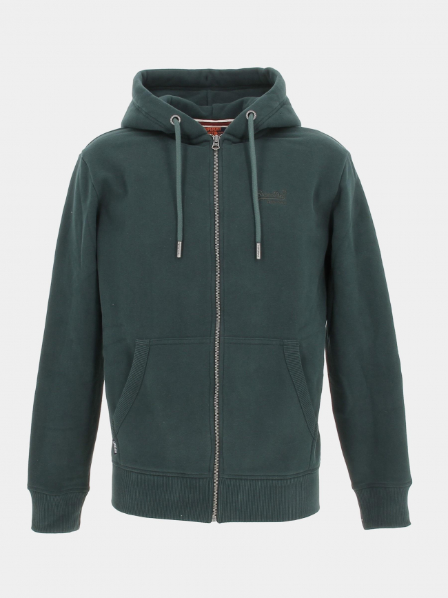 Sweat zippé essential forest vert homme - Superdry