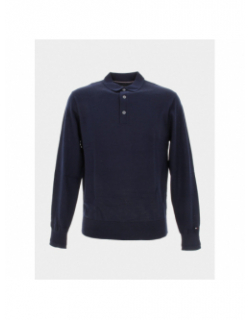 Pull fin en laine polo fine gauge bleu homme - Tommy Hilfiger