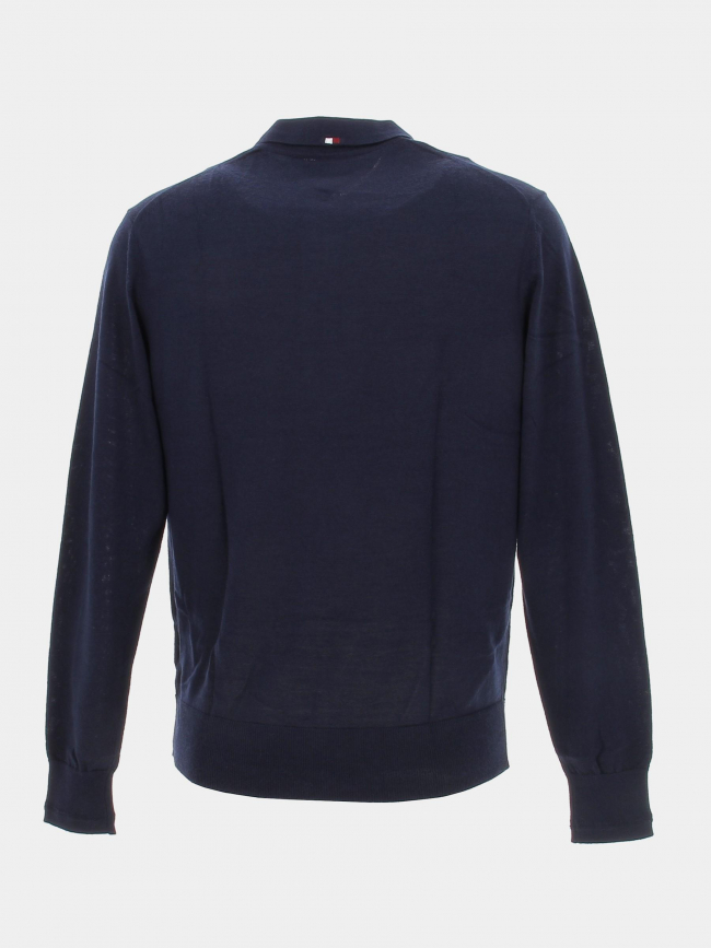 Pull fin en laine polo fine gauge bleu homme - Tommy Hilfiger