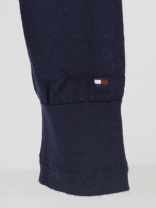 Pull fin en laine polo fine gauge bleu homme - Tommy Hilfiger