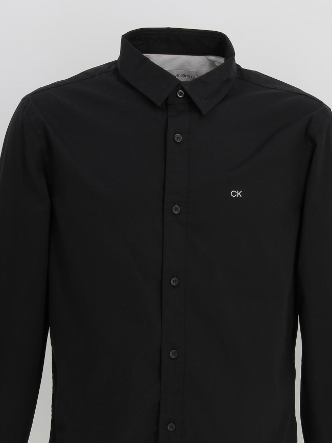 Chemise poplin stretch slim noir homme - Calvin Klein