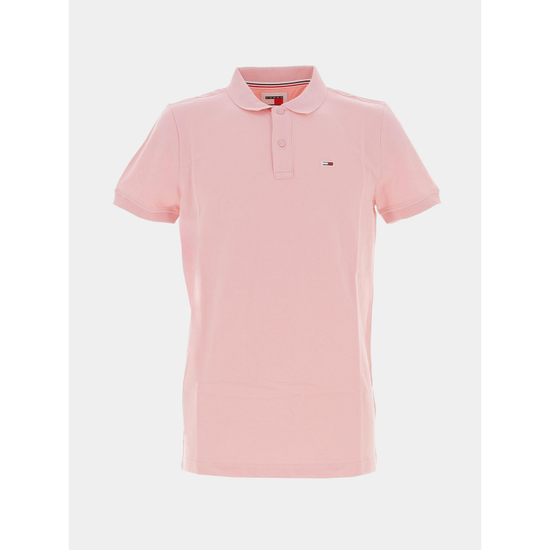 Polo slim placket rose homme - Tommy Jeans