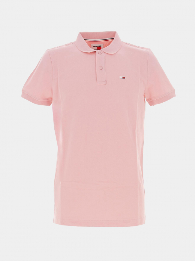 Polo slim placket rose homme - Tommy Jeans