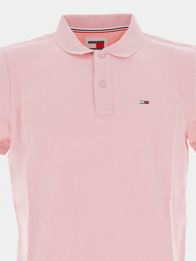Polo slim placket rose homme - Tommy Jeans