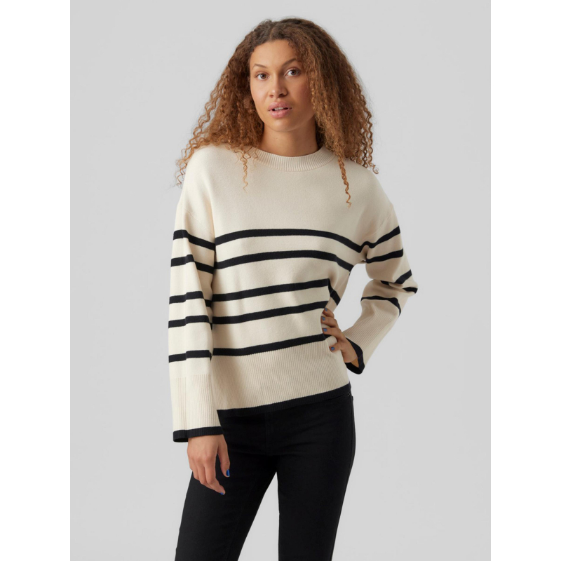 Pull rayé saba blanc noir femme - Vero Moda