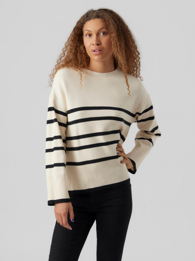 Pull rayé saba blanc noir femme - Vero Moda