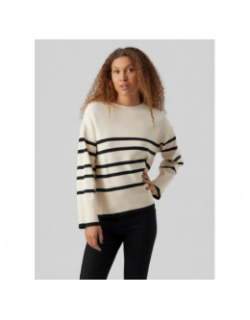 Pull rayé saba blanc noir femme - Vero Moda