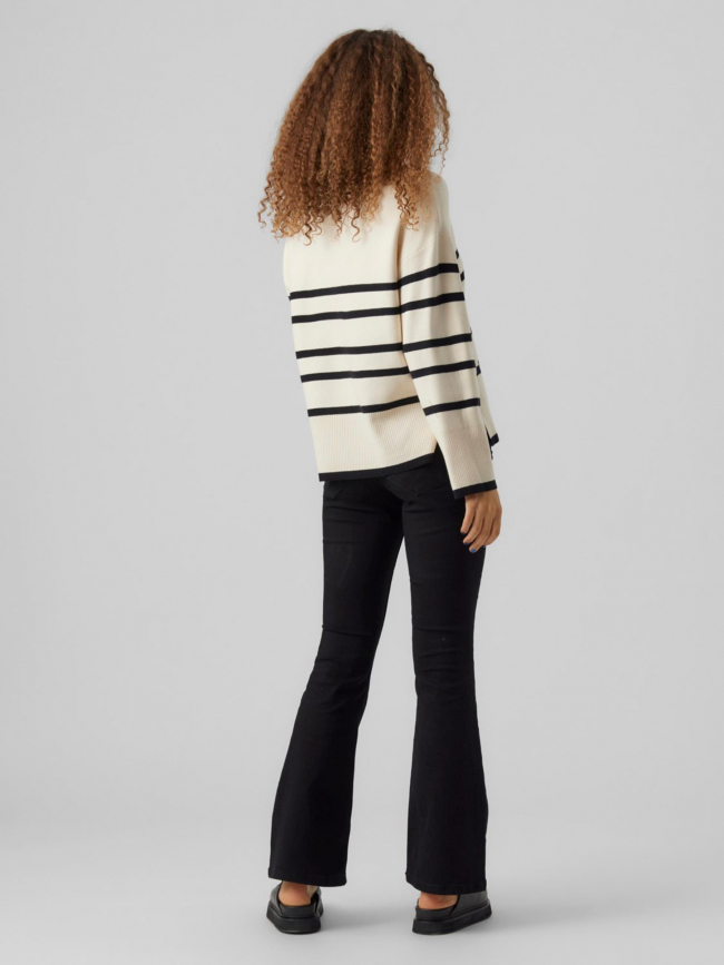 Pull rayé saba blanc noir femme - Vero Moda