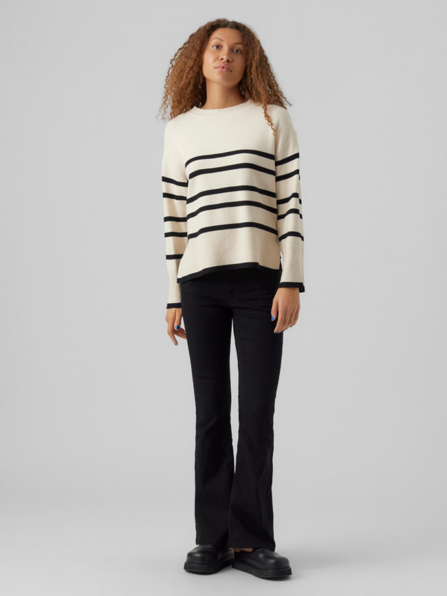 Pull rayé saba blanc noir femme - Vero Moda