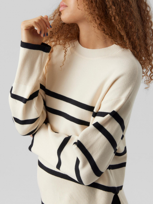 Pull rayé saba blanc noir femme - Vero Moda