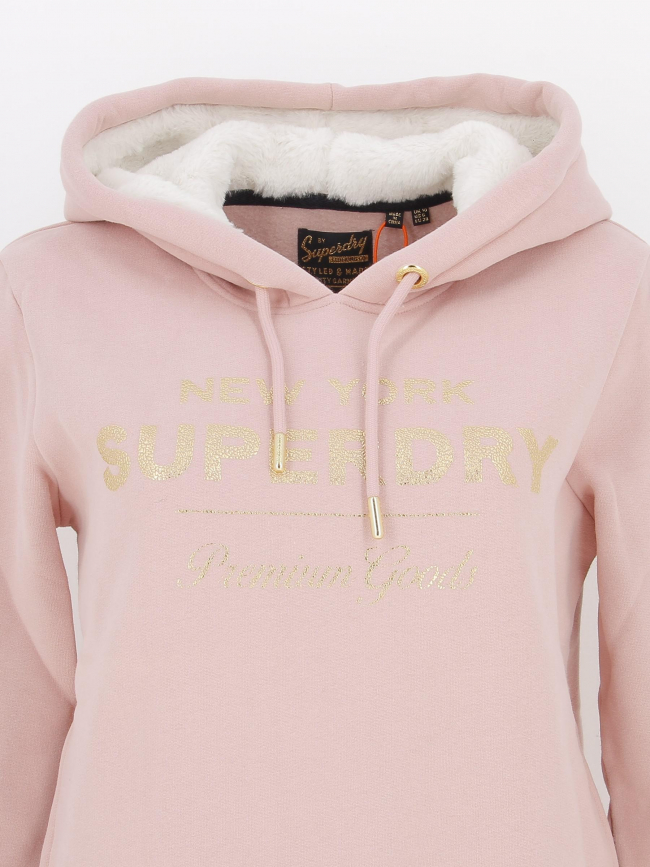 Sweat à capuche metallic logo rose femme - Superdry