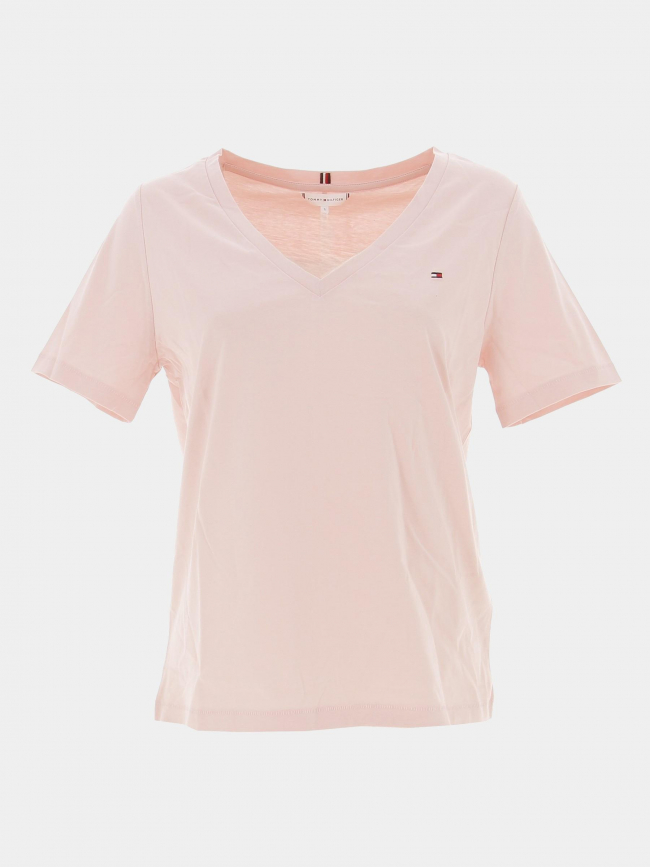 T-shirt col v regular rose femme - Tommy Hilfiger