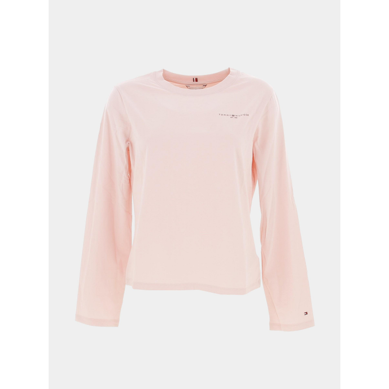 T-shirt manches longues regular logo rose femme - Tommy Hilfiger