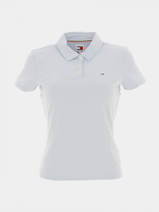 Polo slim essential logo bleu clair femme - Tommy Jeans